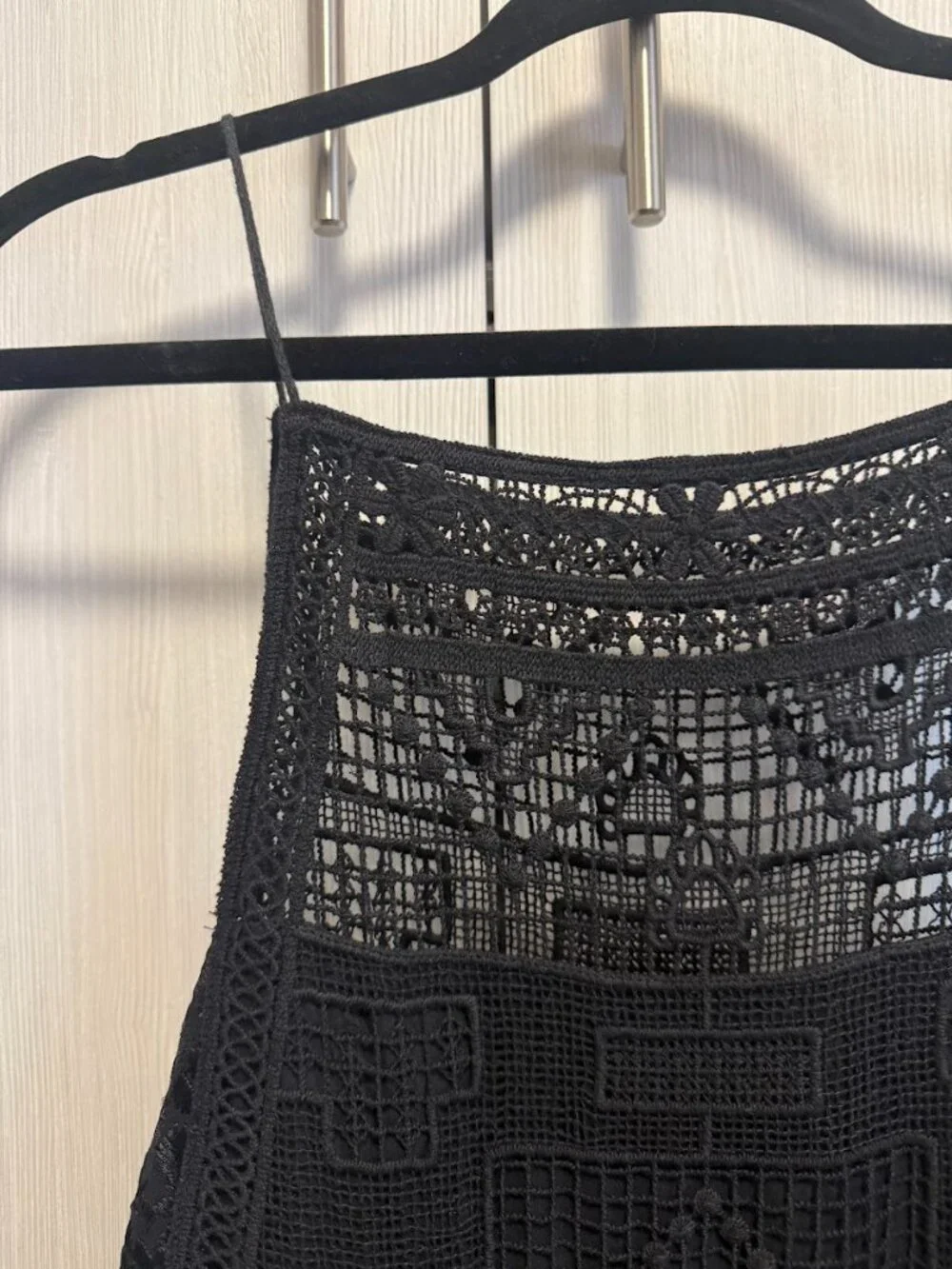 Free People Black Crochet Lace Mini Dress Size Large